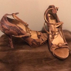 L.A.M.B. Snakeskin print heels